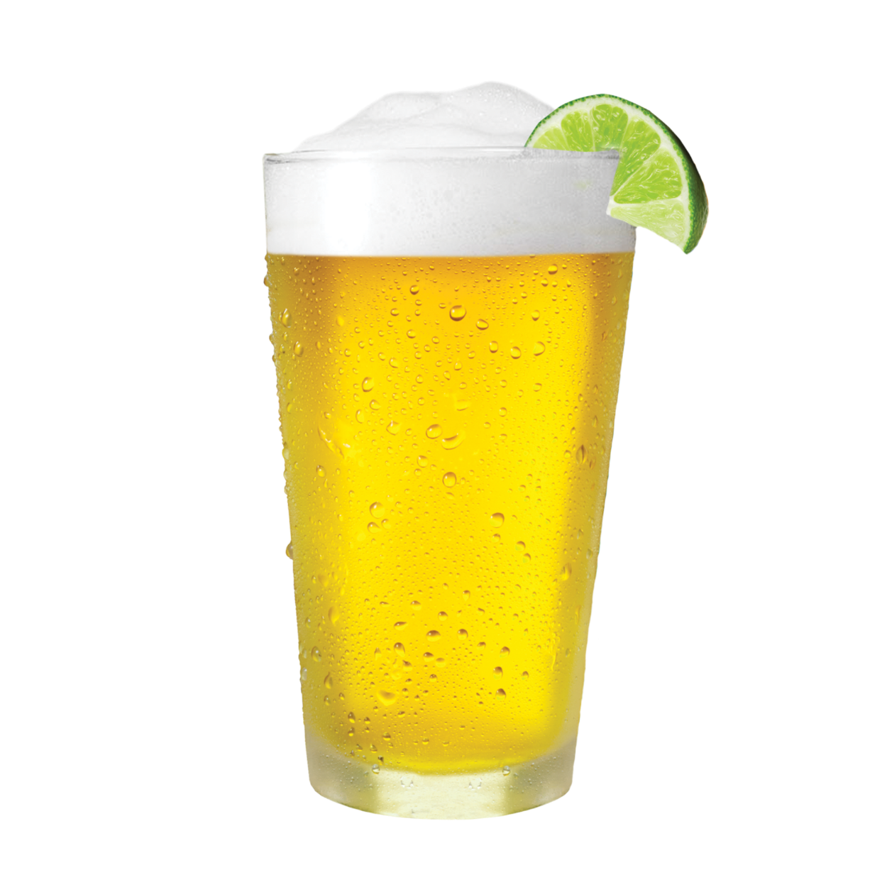 Aztec Mexican Cerveza in a pint glass with lime