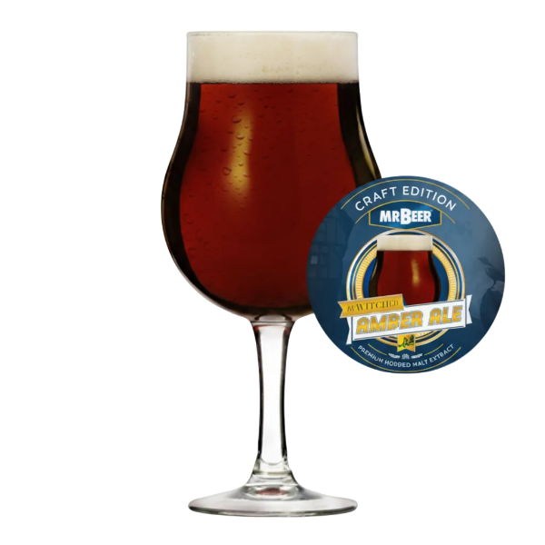 Bewitched Amber Ale beer poured in a glass