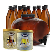 Oktoberfest Lager and Canadian Blonde bonus complete beer making kit with fermenter, bottles, and brewing extracts