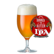 Donner Vs Blitzen Winter IPA finished beer with recipe badge
