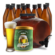 Grand Bohemian Czech Pilsner complete beer making kit with fermenter, bottles, brewing extract, and beer glass