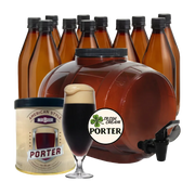 Irish Cream Porter complete beer making kit with fermenter, bottles, brewing extract, and beer glass