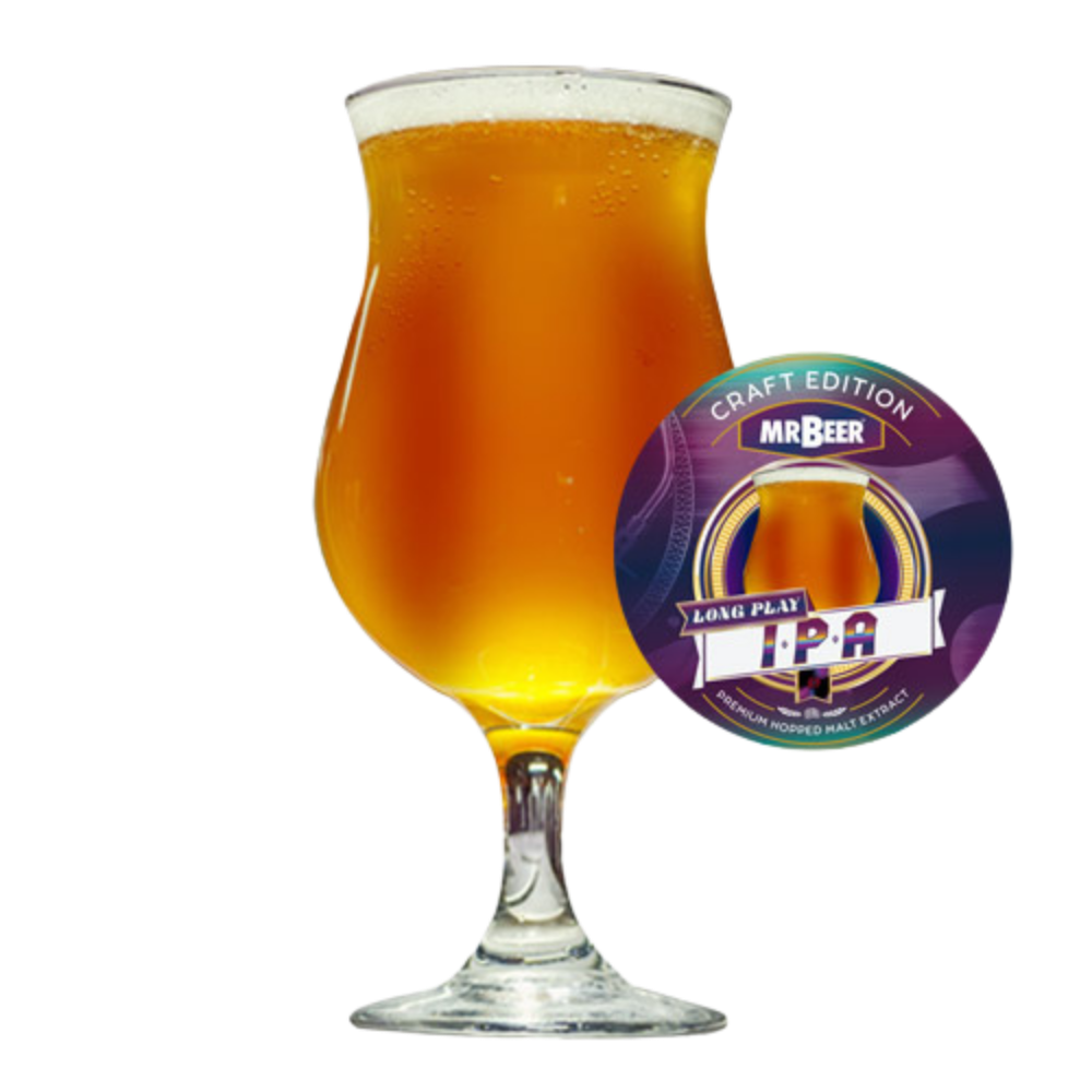 Long Play IPA beer poured in a glass