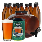 Northwest Pale Ale complete beer making kit with fermenter, bottles, brewing extract, and beer glass