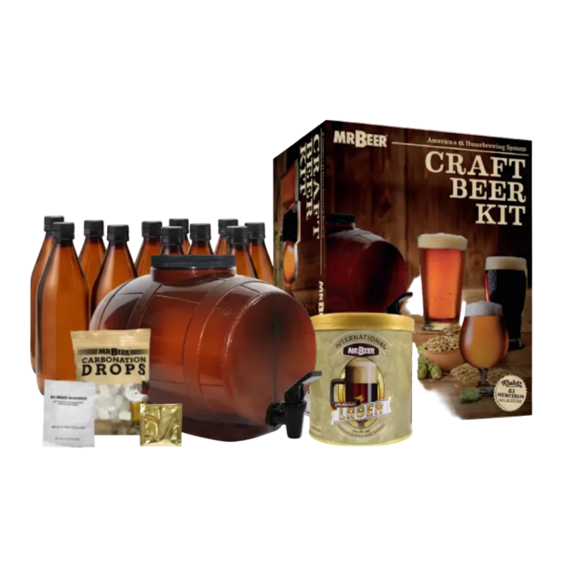 Oktoberfest Lager complete beer making kit with box, fermenter, bottles, and ingredients