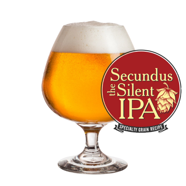 Secundus the Silent IPA finished beer with recipe badge