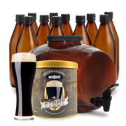 St. Patrick's Irish Stout complete beer making kit with fermenter, bottles, brewing extract, and beer glass
