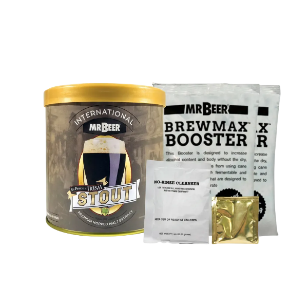 St. Patrick’s Irish Stout Standard Refill with brewing extract, BrewMax Booster, yeast, and cleanser
