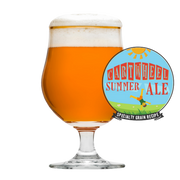 Cartwheel Summer Ale finished beer with recipe badge