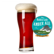 Hidden Lake Amber Ale 5 Gallon finished amber beer with recipe badge