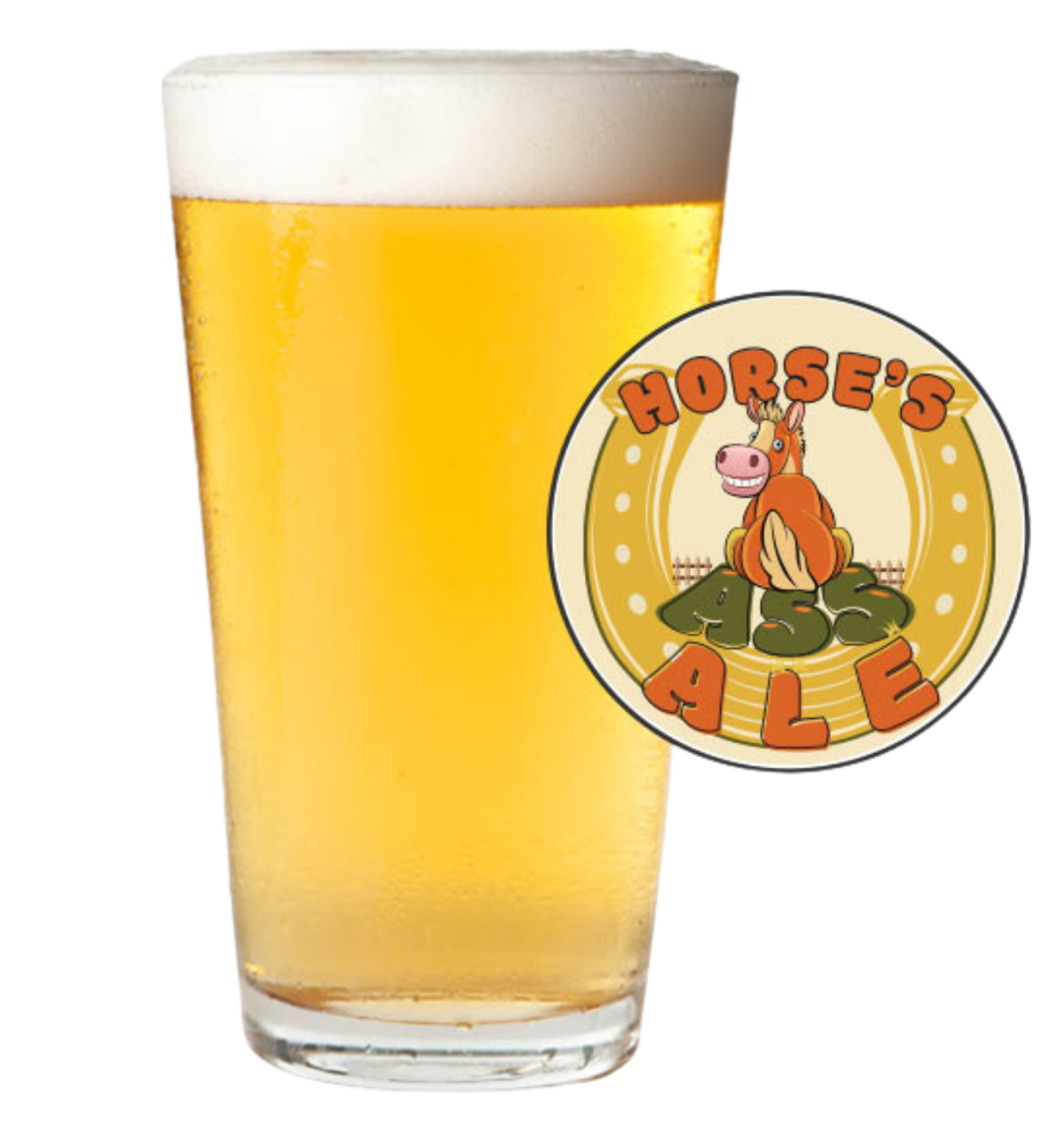 Horse’s Ass American Pale Ale 5 Gallon finished honey pale ale with recipe badge