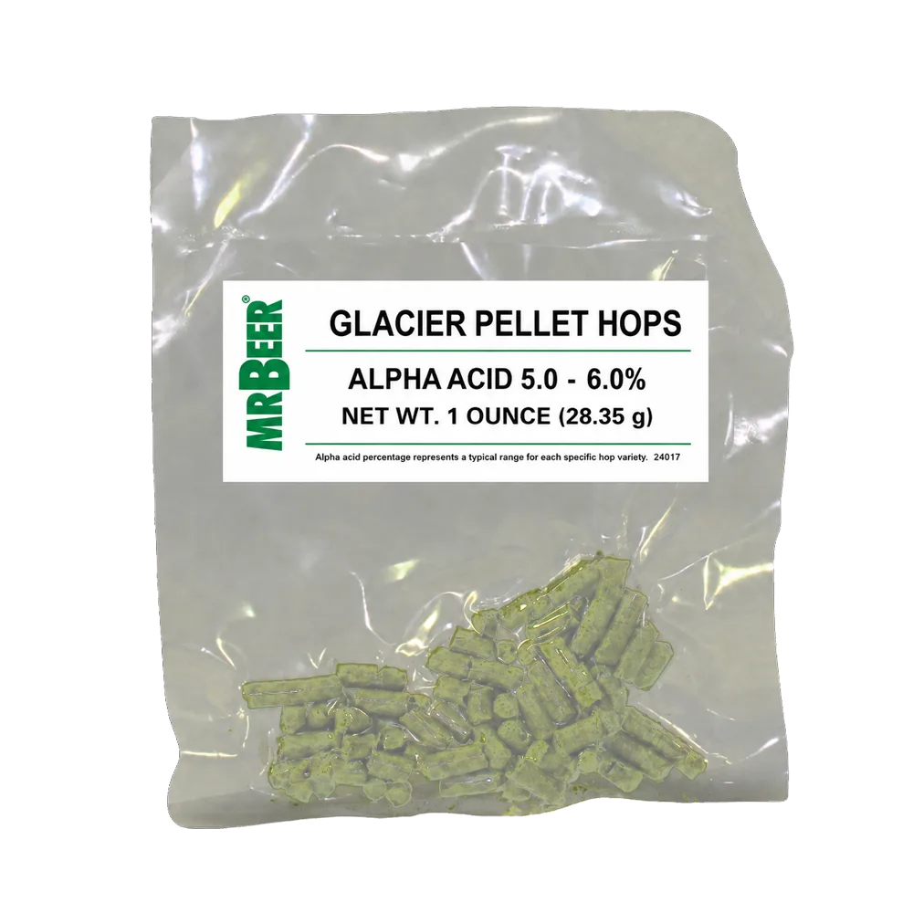 Glacier pellet hops 1 oz packet for homebrewing IPAs, robust porters, and English-style beers