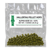 Hallertau pellet hops 1 oz packet for homebrewing lagers, wheat beers, pale ales, and amber ales