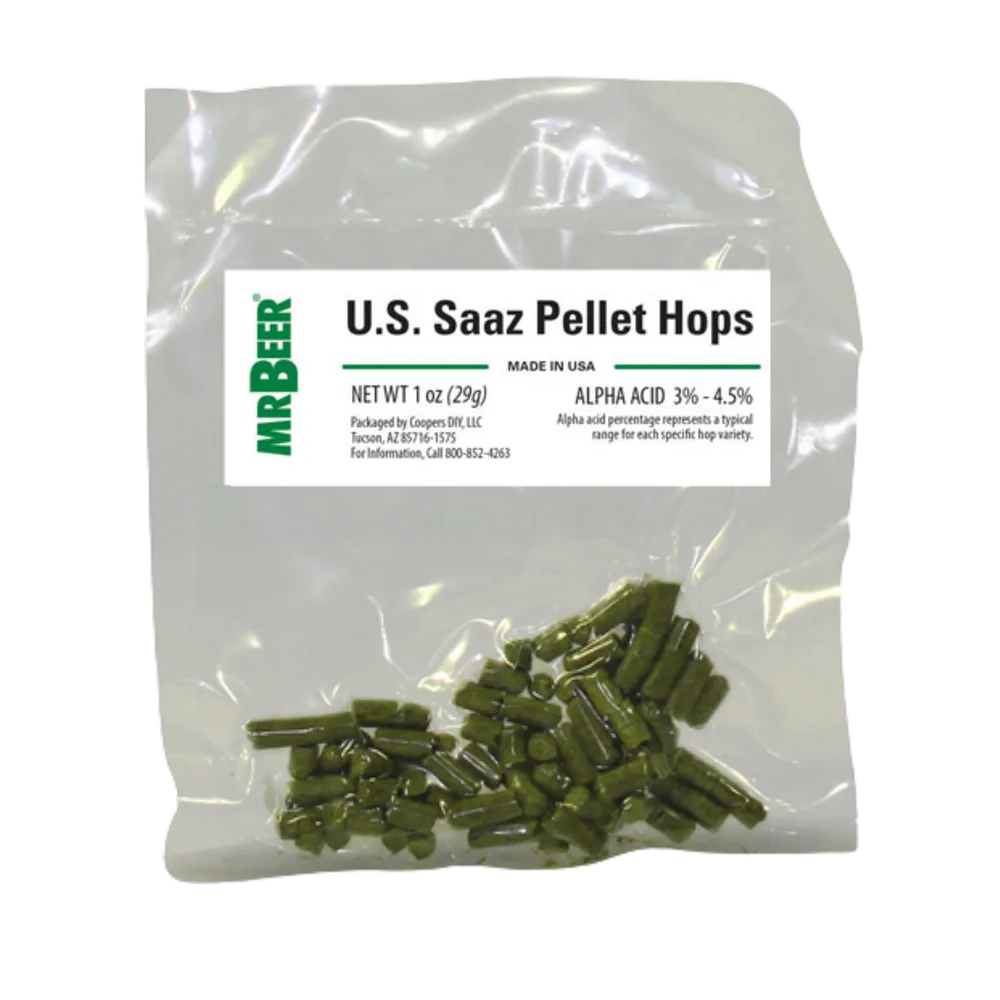 U.S. Saaz pellet hops 1 oz packet for homebrewing pilsners and lagers