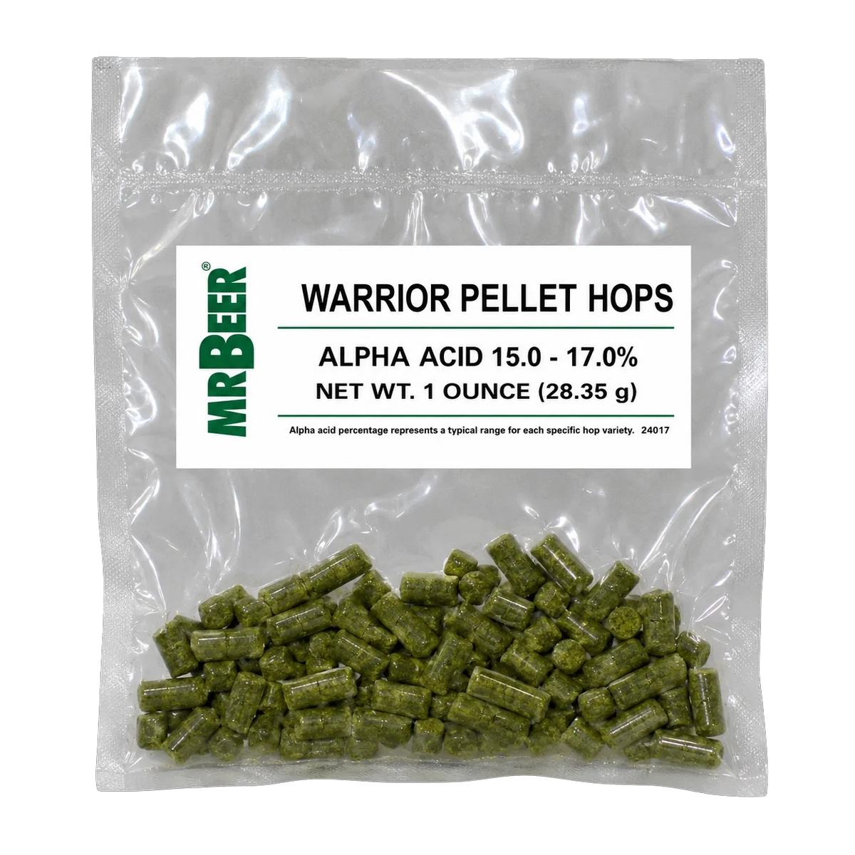 Warrior pellet hops 1 oz packet for homebrewing IPAs, hoppy ales, and hop-forward lagers